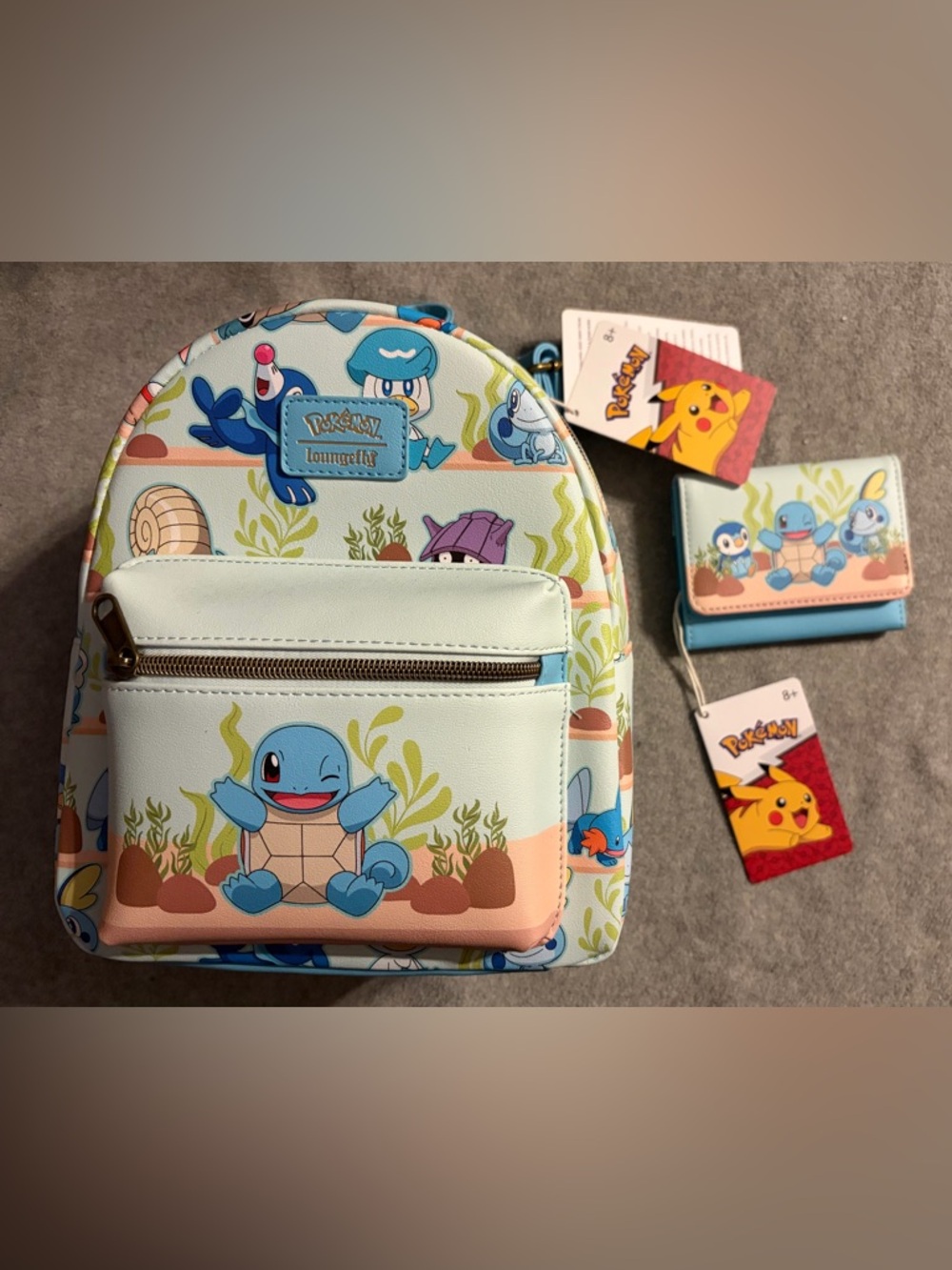 Loungefly Pokemon Water Type Mini Backpack and Wallet